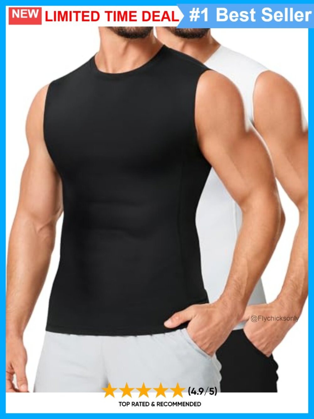 2 Pack Men's Compression Tank Tops Slimming Sleeveless Athletic Workout Base